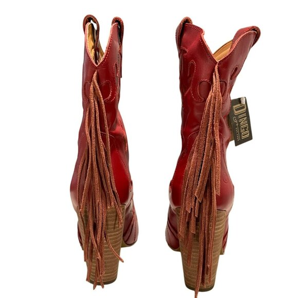 Dingo Womens Red Leather Western Booties With Fringe Size 8 NEW - Picture 6 of 7